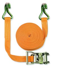 Zweiteiliger Zurrgurt, mit Spitzhaken, 2000 daN zul. Zugkraft in der Umreifung, Gurtbreite 35 mm, Lnge 6 m, Farbe orange, 2 Streifen, VE 2 Stck